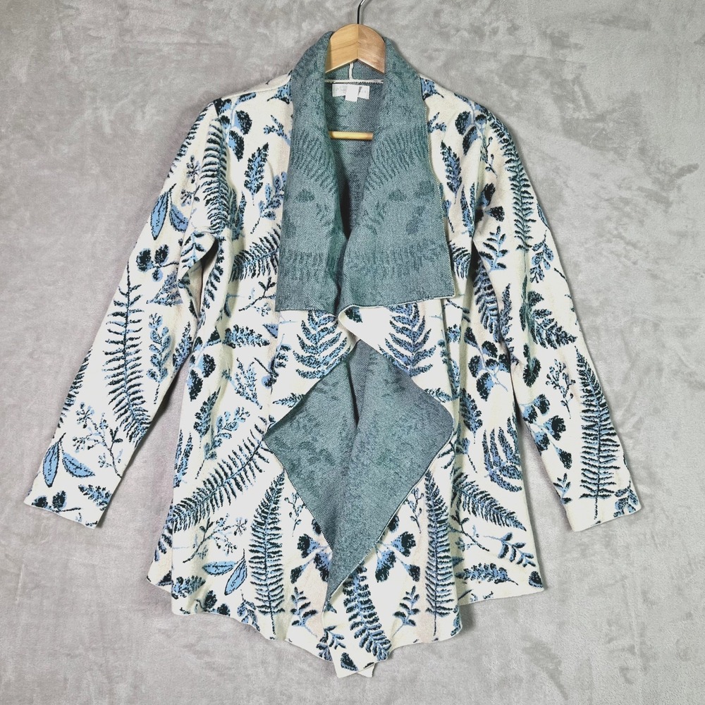 Magnolia Grace Cardigan L Open Front Fern Botanical Draped‎ Lagenlook Farmhouse